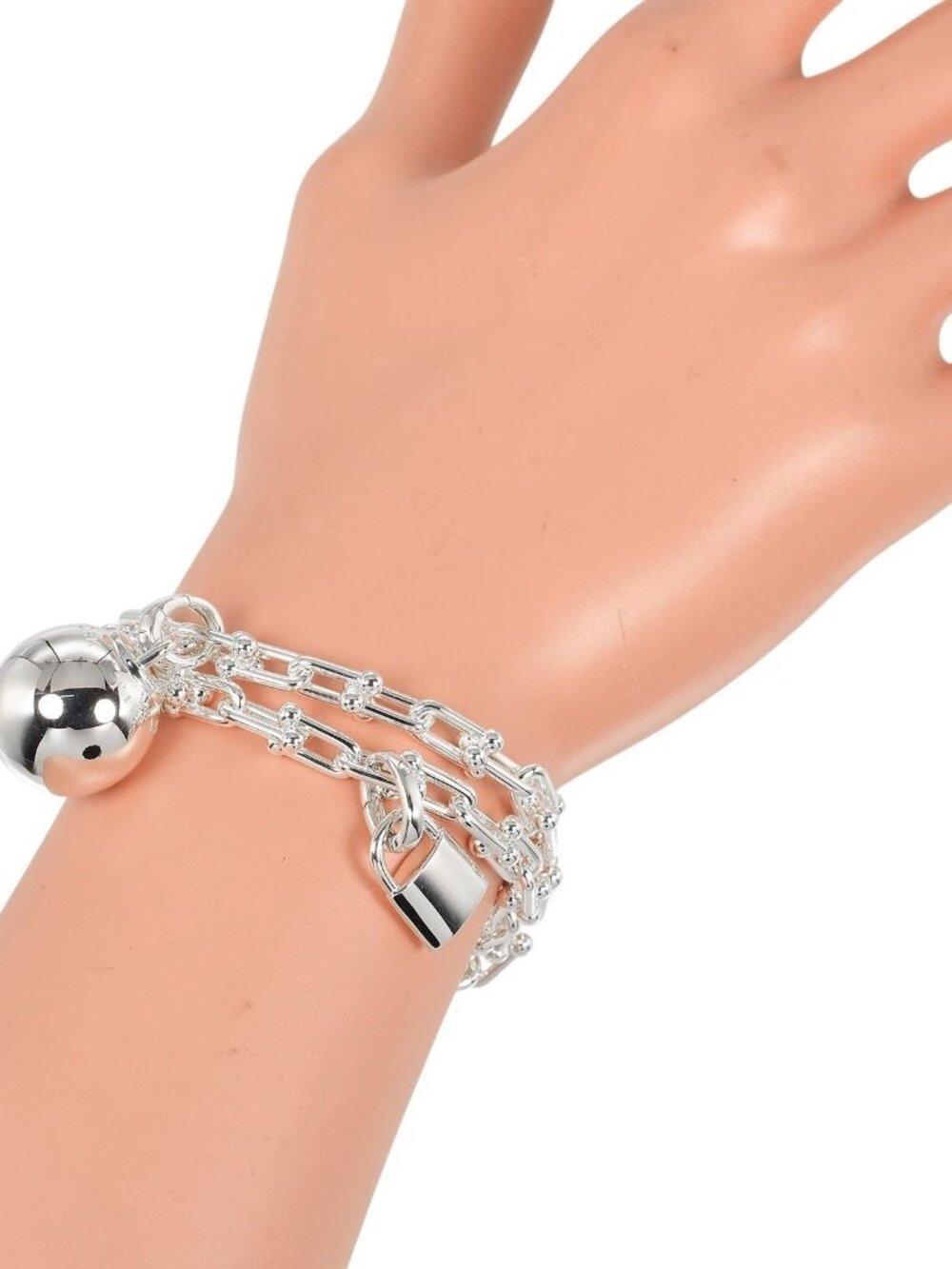 TIFFANY&Co. hardware small wrap Bracelet Wrist Size6.7" Silver925 45.1g Women